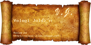 Velegi Jolán névjegykártya